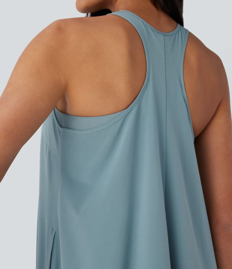 Mini Vestido Breezeful™ secado rápido holgado espalda nadadora bolsillo lateral corte asimétrico