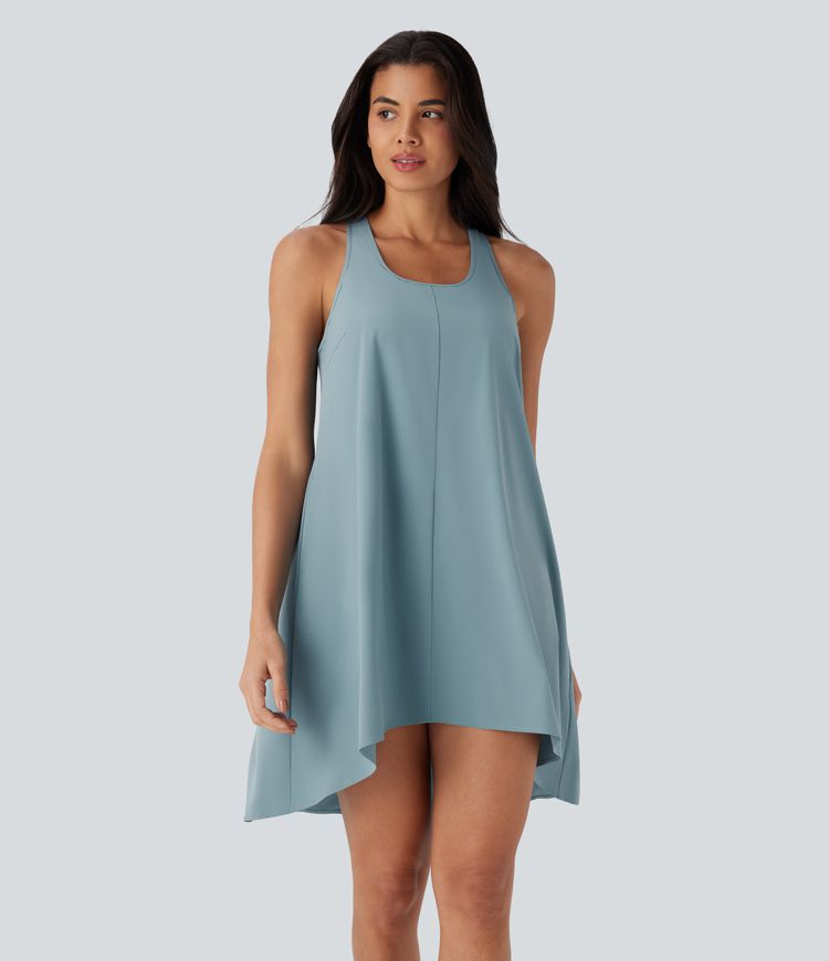 Breezeful™ Backless Racerback Side Pocket High Low Flowy Mini Quick Dry Casual Dress
