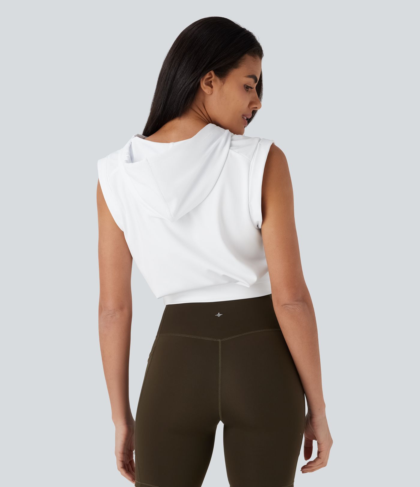 Kurzes Freizeittop mit Kapuze, Kordelzug und Flügelärmeln