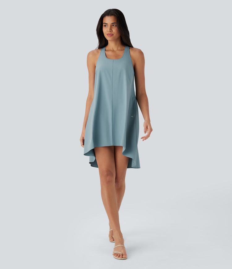 Mini Vestido Breezeful™ secado rápido holgado espalda nadadora bolsillo lateral corte asimétrico