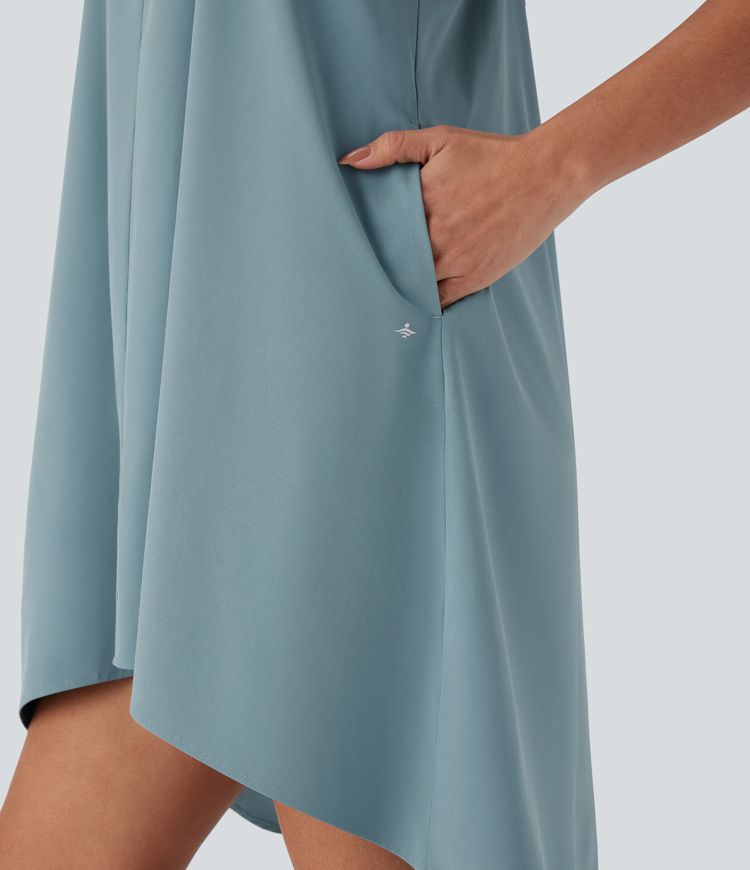 Mini Vestido Breezeful™ secado rápido holgado espalda nadadora bolsillo lateral corte asimétrico