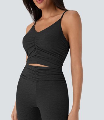 Combinaison décontractée à découpes et fronces avec jambes évasées