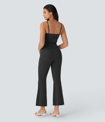 Combinaison décontractée à découpes et fronces avec jambes évasées