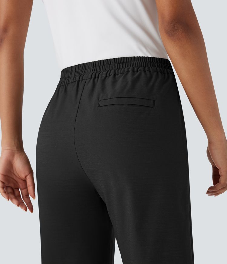 Hohe Taille Gerade Bein Capri Freizeithose mit Taschen