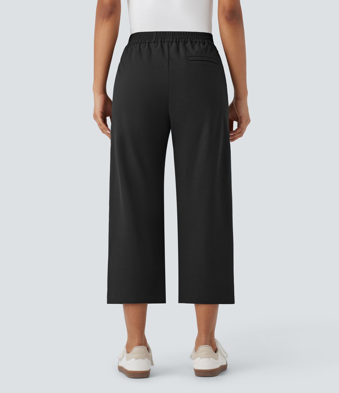 Hohe Taille Gerade Bein Capri Freizeithose mit Taschen