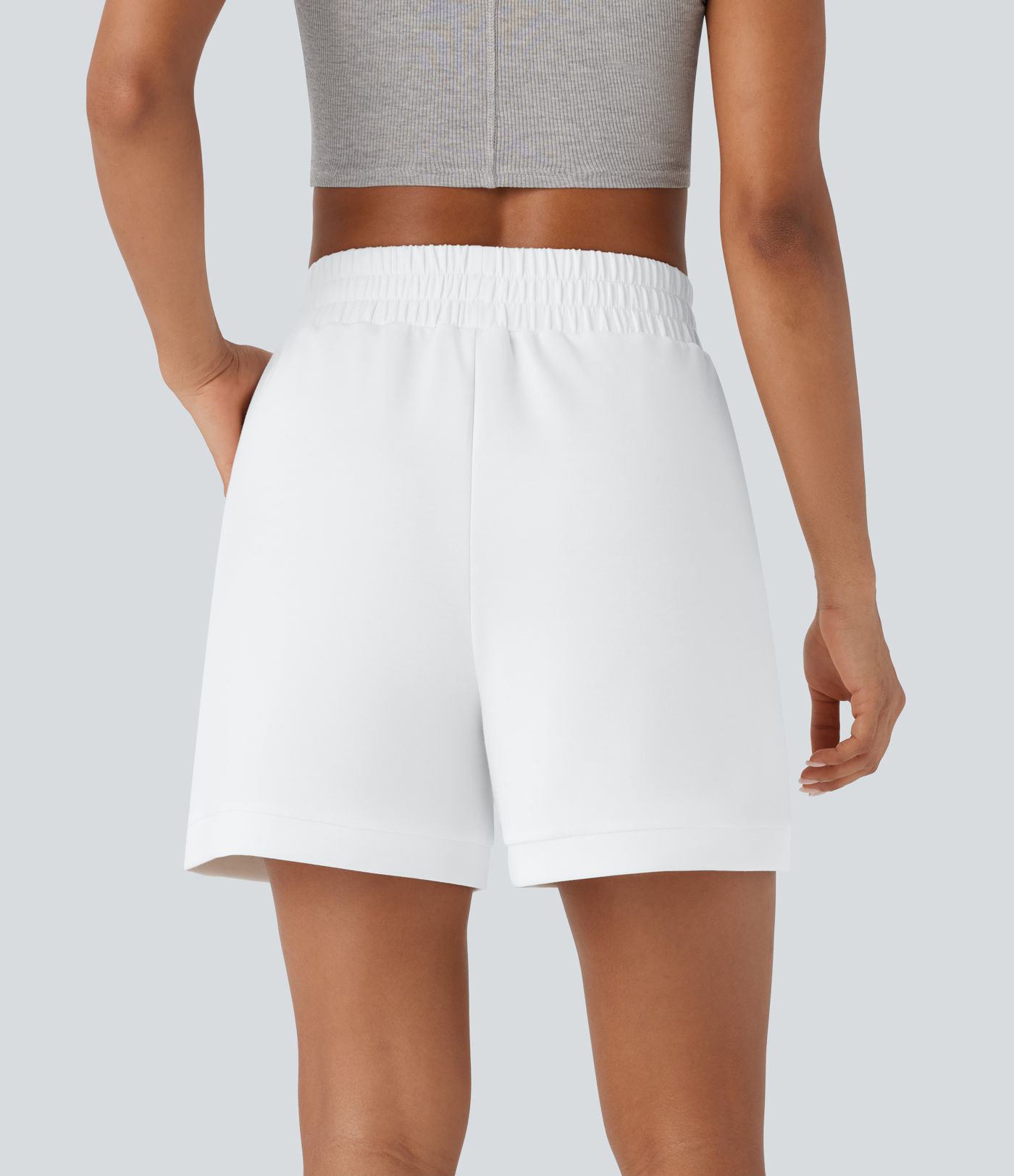 High Waisted Drawstring Pocket Yoga Sweat Shorts