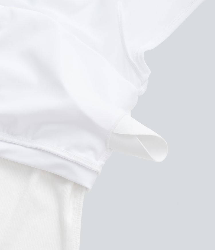 Ribbed One Shoulder Short Sleeve Contrast Mesh Casual Top