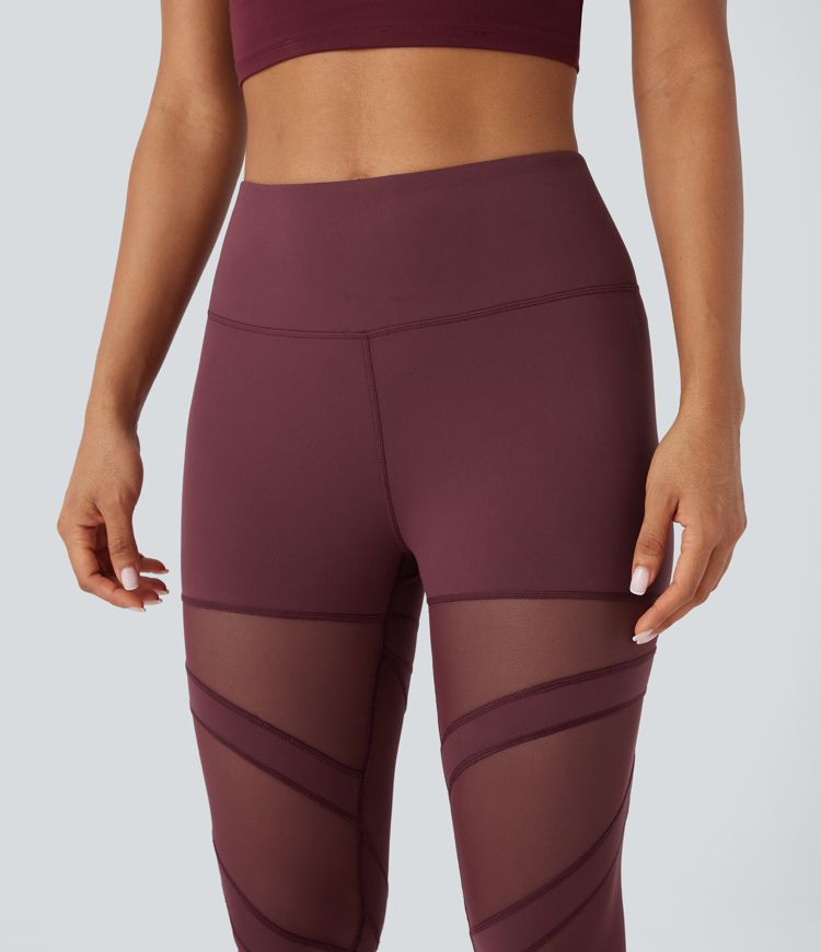 DayStretch - 7/8-Yoga-Leggings mit hohem Bund, Seitentasche und Kontrast-Mesh