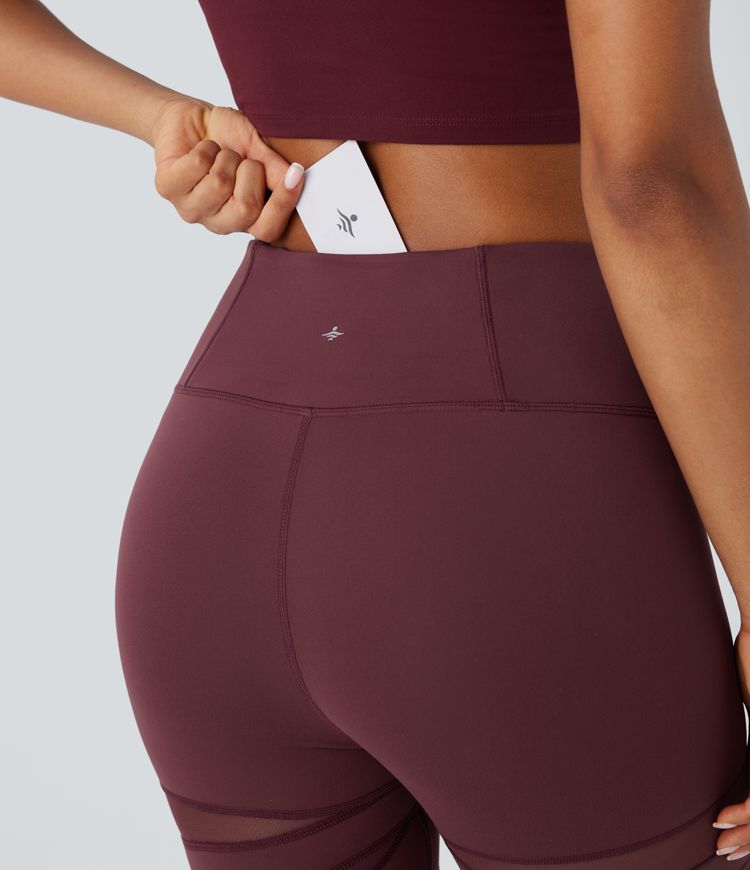 DayStretch - 7/8-Yoga-Leggings mit hohem Bund, Seitentasche und Kontrast-Mesh