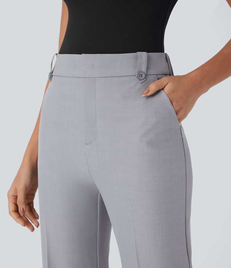 Stoffhose mit mittelhohem Bund, Seitentaschen und geradem Bein in Knöchellänge