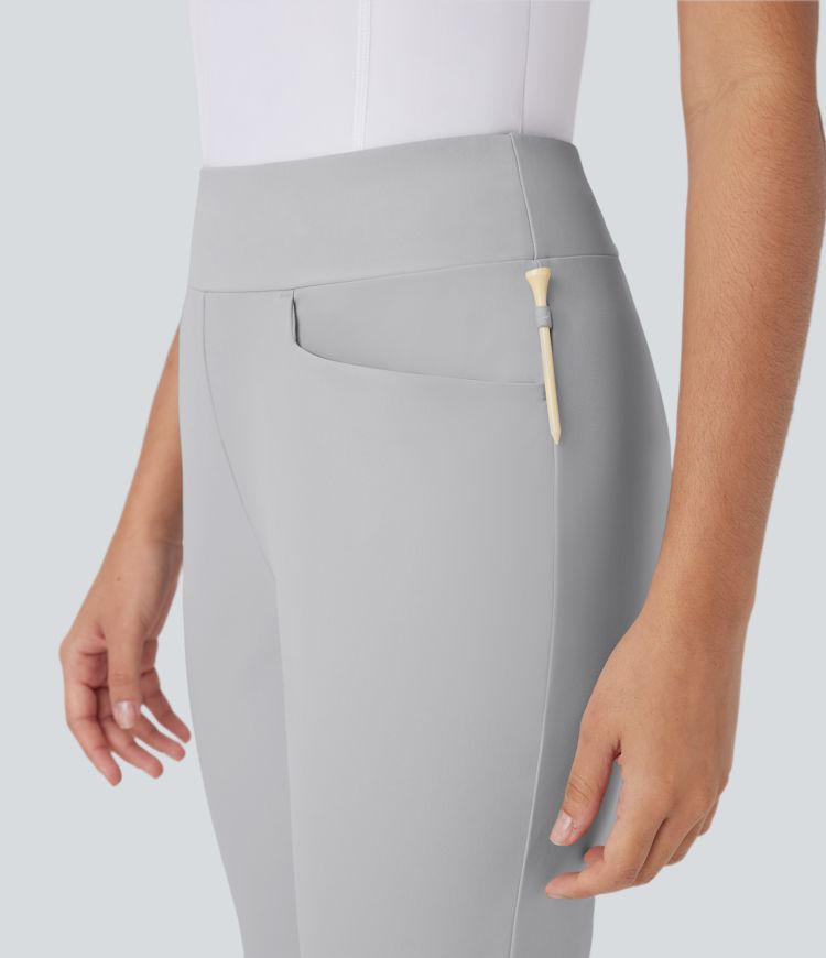 Mid Rise Multiple Pockets Split Tapered Quick Dry Golf Trousers-Golf Tee Pocket-UPF40+