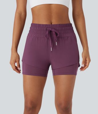 Short de course Breezeful™ mi-hauteur avec cordon de serrage, poches, ourlet incurvé 2-en-1 à séchage rapide