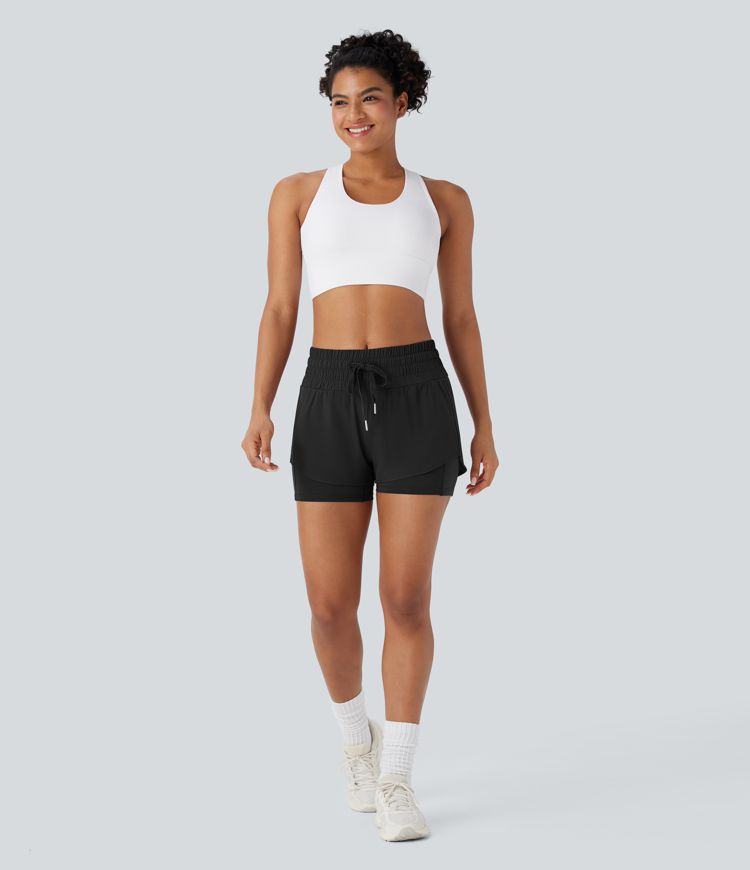 Pantalón corto Breezeful™ correr tiro medio cordón múltiple bolsillo 2 en 1 dobladillo curvo secado rápido