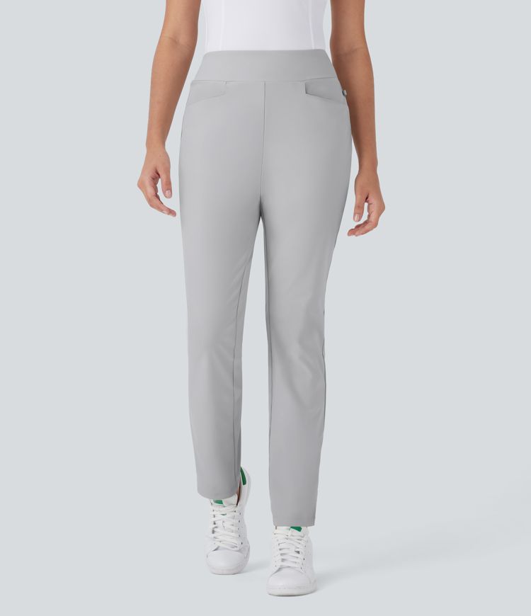 Mid Rise Multiple Pockets Split Tapered Quick Dry Golf Trousers-Golf Tee Pocket-UPF40+