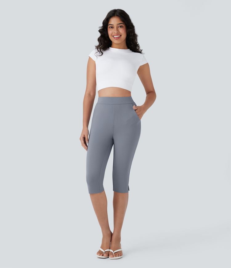 SculptKnit High Waisted Pocket Skinny Casual Pedal Pusher Pants