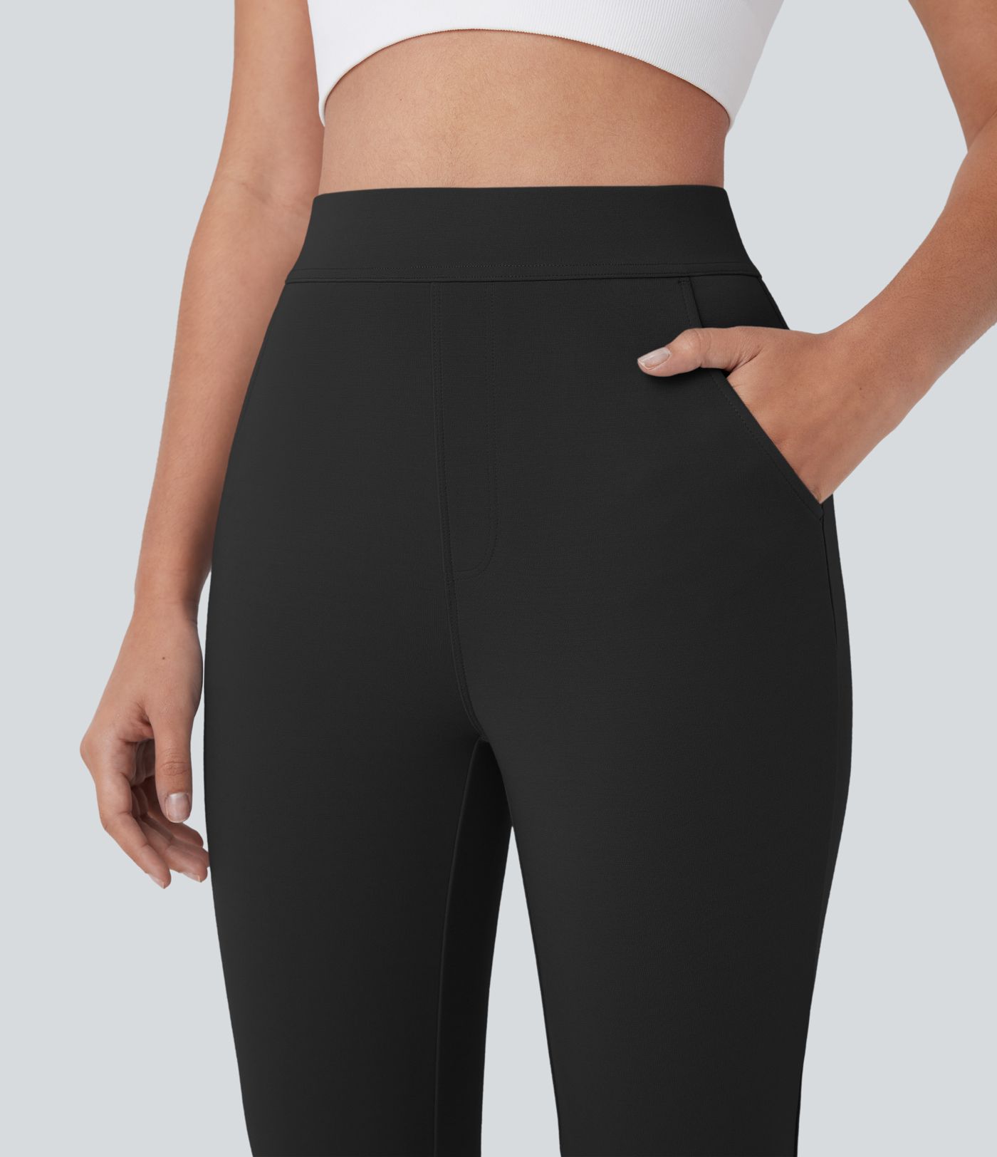 High Waisted Pocket Skinny Casual Pedal Pusher Pants