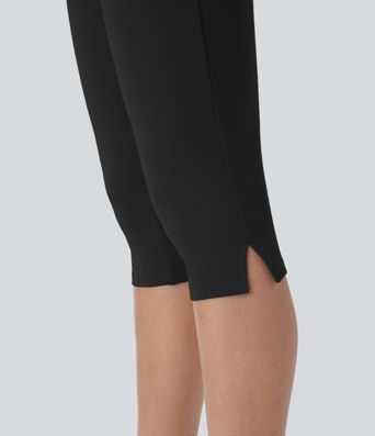 High Waisted Pocket Skinny Casual Pedal Pusher Pants