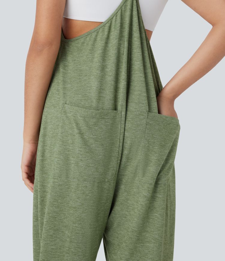 Pockets Casual Harem Tapered Jumpsuit