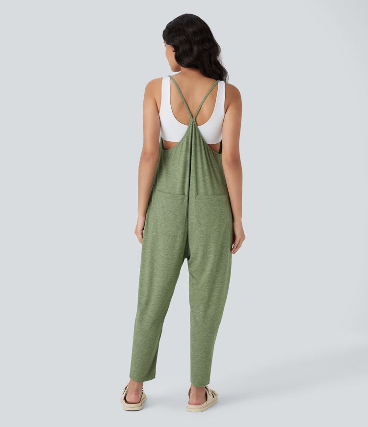 Pockets Casual Harem Tapered Jumpsuit