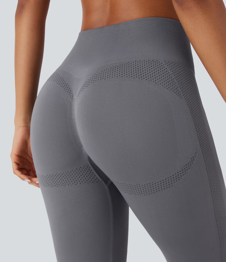 Leggings de yoga acampanados de cintura alta con efecto moldeador de abdomen y push-up sin costuras