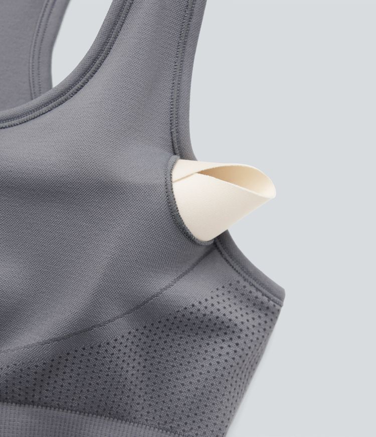 OneForm Seamless Flow Racerback Zipper Cropped Yoga Tank Top