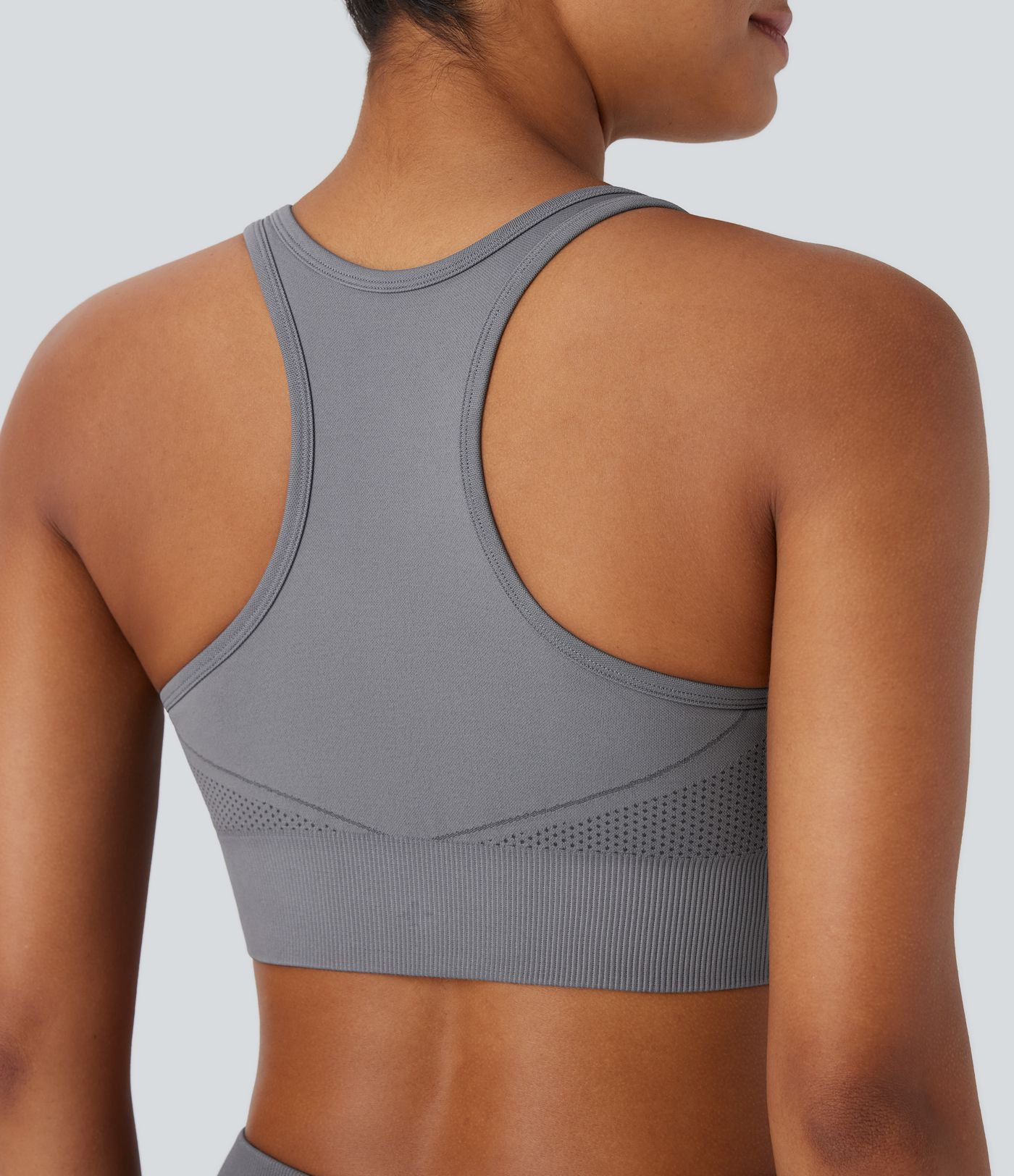 OneForm Seamless Flow Racerback Zipper Cropped Yoga Tank Top