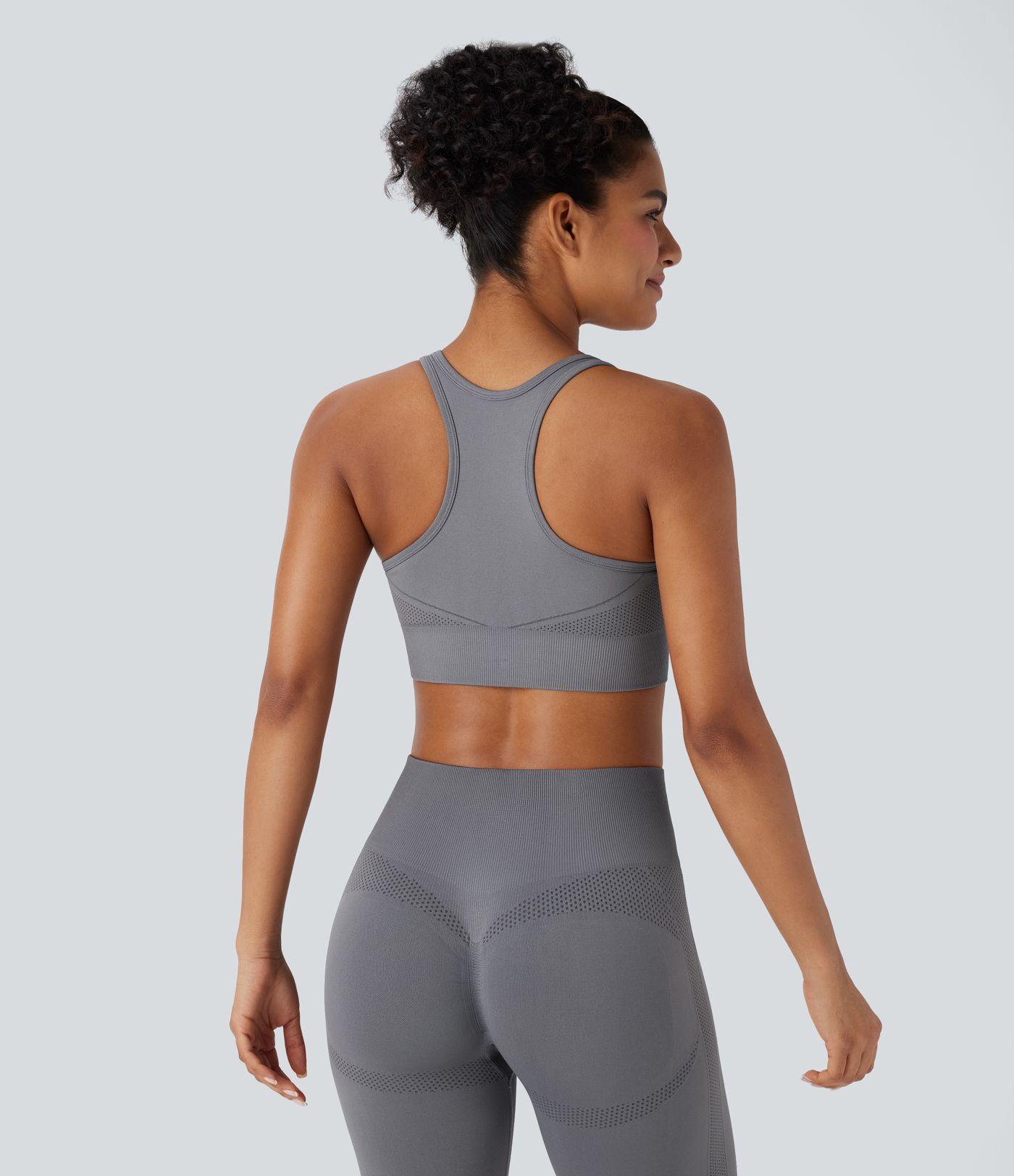 OneForm Seamless Flow Racerback Zipper Cropped Yoga Tank Top