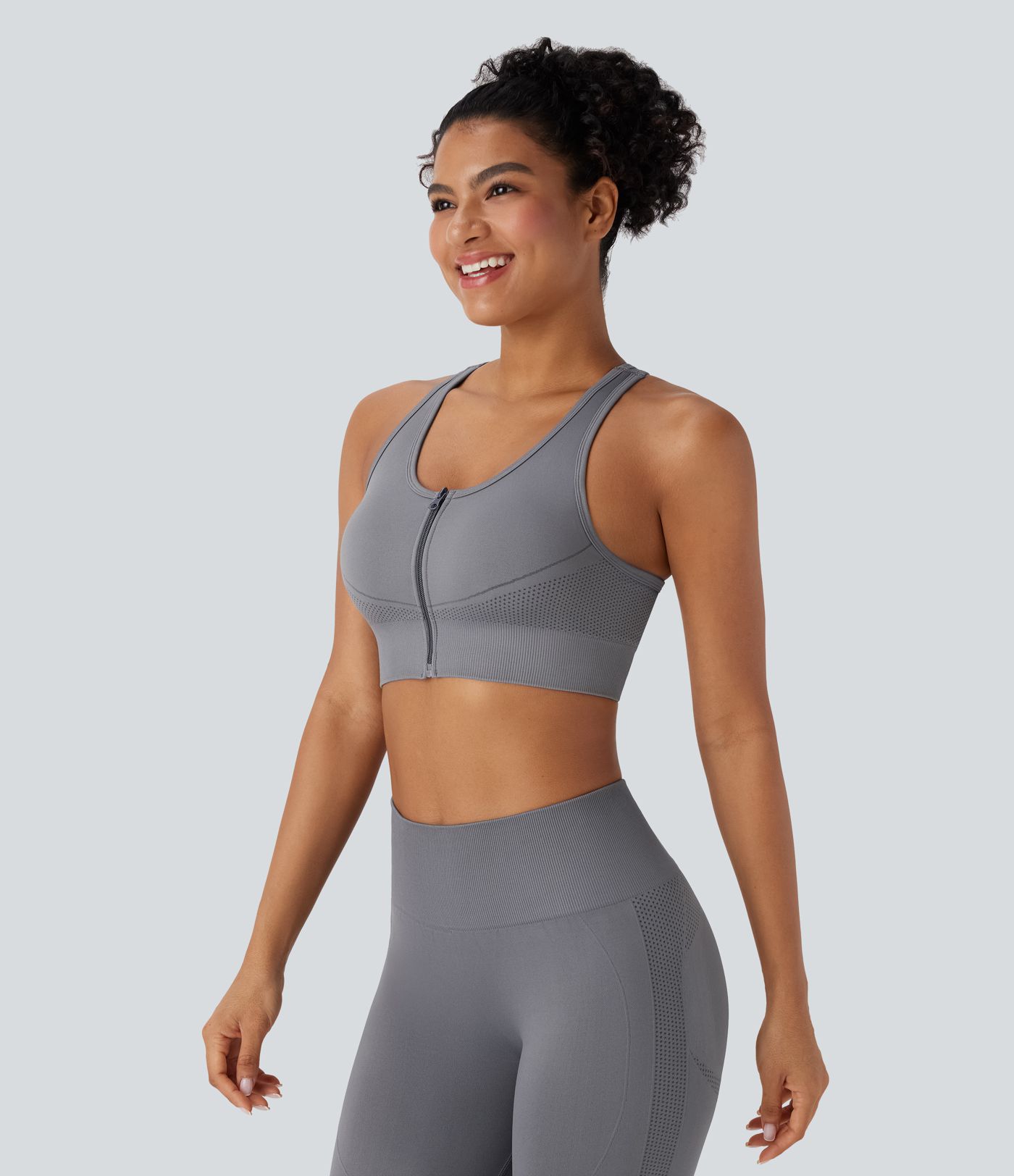 OneForm Seamless Flow Racerback Zipper Cropped Yoga Tank Top