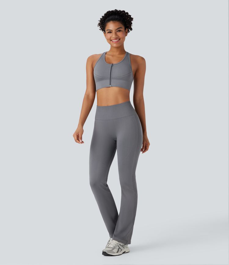 OneForm Seamless Flow Racerback Zipper Cropped Yoga Tank Top