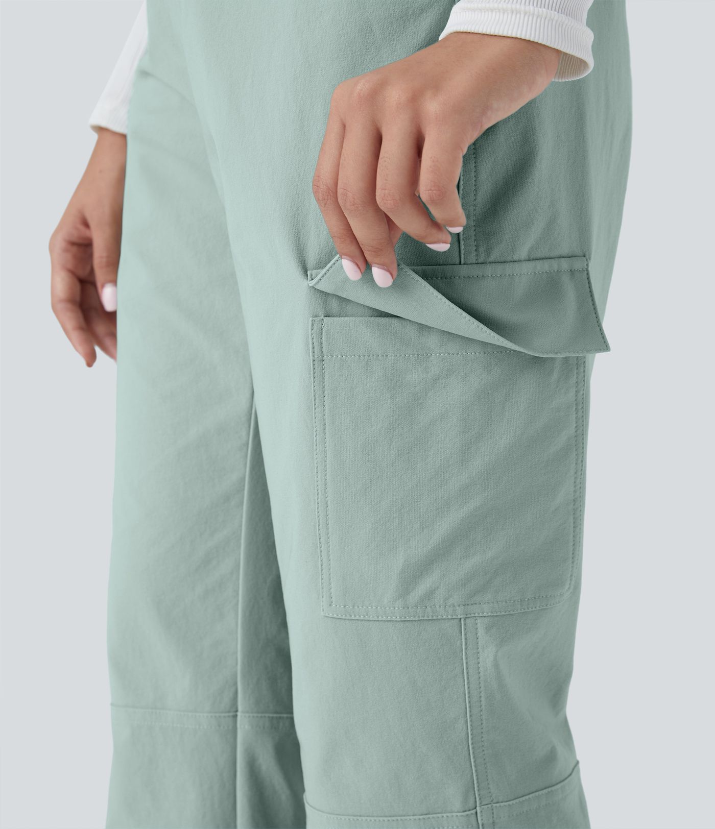 Halara Flex™ Mid Rise Elastic Waistband  Pockets Work Cargo Trousers