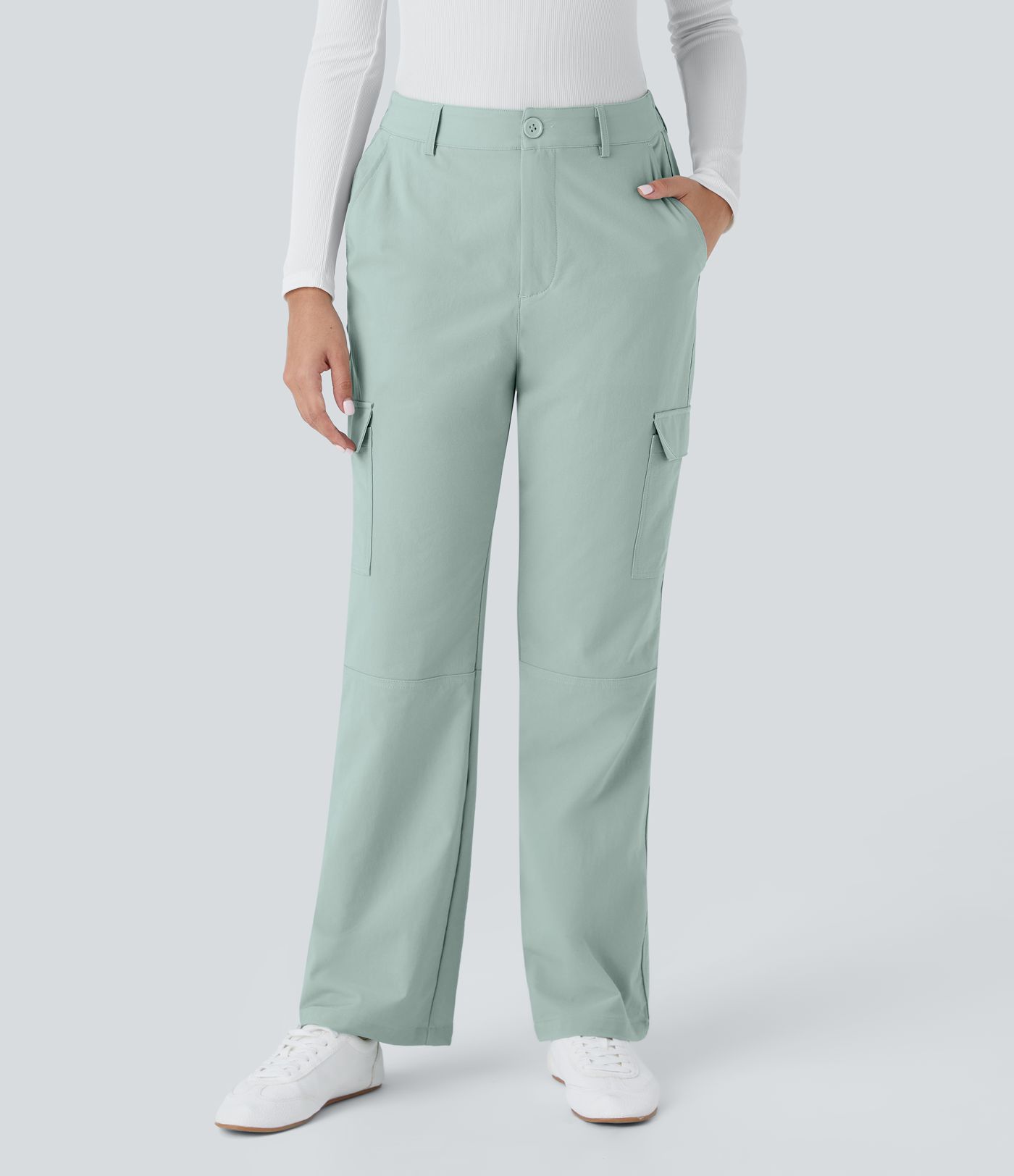 Halara Flex™ Mid Rise Elastic Waistband  Pockets Work Cargo Trousers