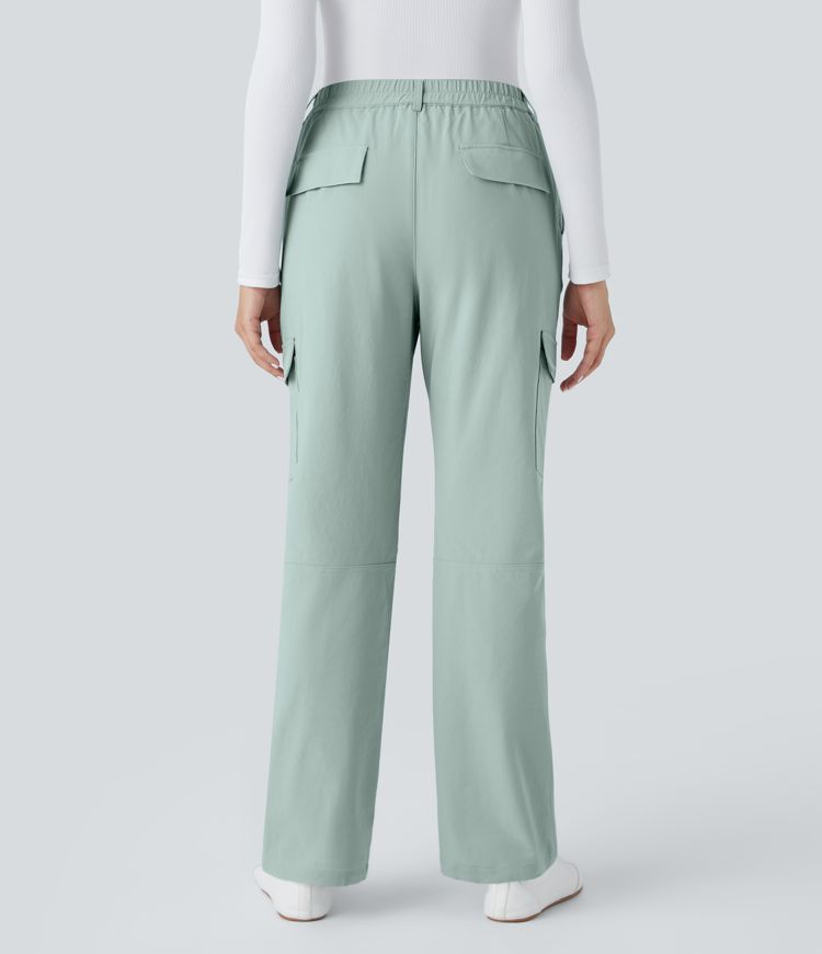 Halara Flex™ Mid Rise Elastic Waistband  Pockets Work Cargo Trousers