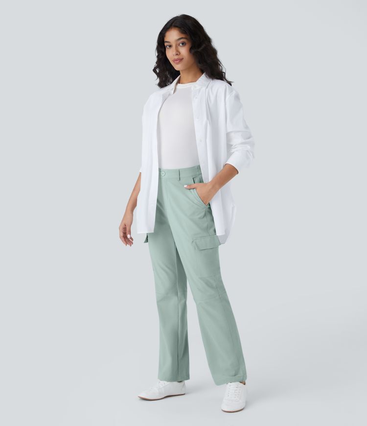 Halara Flex™ Mid Rise Elastic Waistband  Pockets Work Cargo Trousers