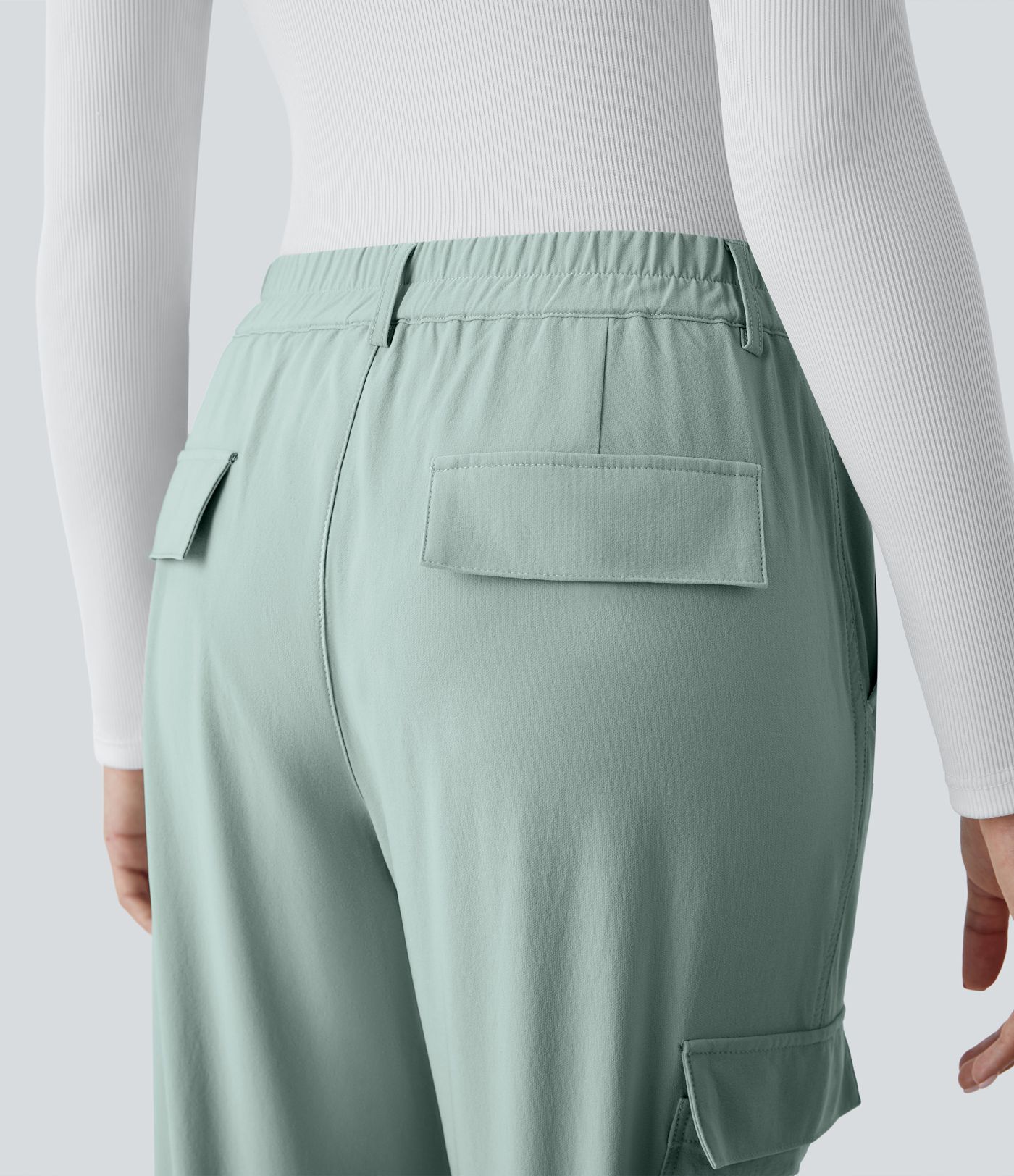 Halara Flex™ Mid Rise Elastic Waistband  Pockets Work Cargo Trousers