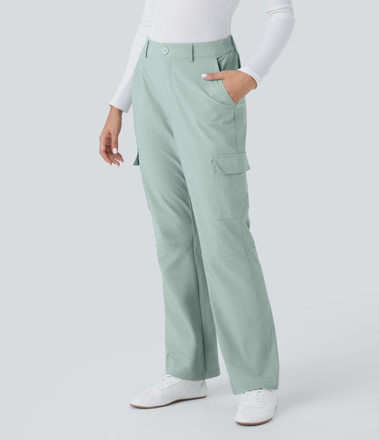 Halara Flex™ Mid Rise Elastic Waistband  Pockets Work Cargo Trousers