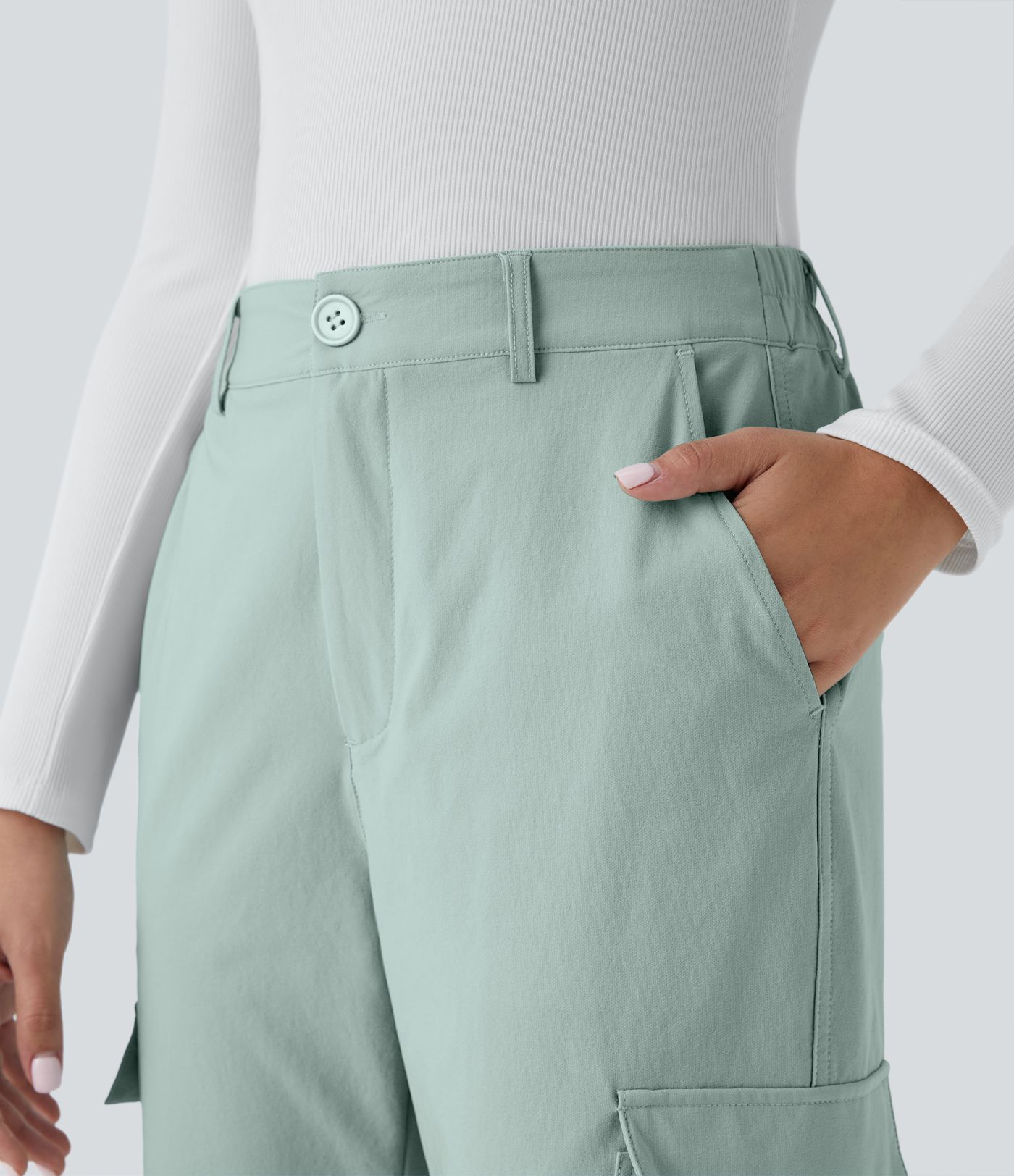 Halara Flex™ Mid Rise Elastic Waistband  Pockets Work Cargo Trousers
