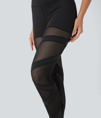 DayStretch High Waisted Contrast Mesh 7/8 Yoga Leggings with Pocket