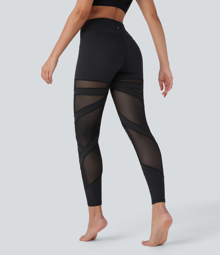 DayStretch - 7/8-Yoga-Leggings mit hohem Bund, Seitentasche und Kontrast-Mesh