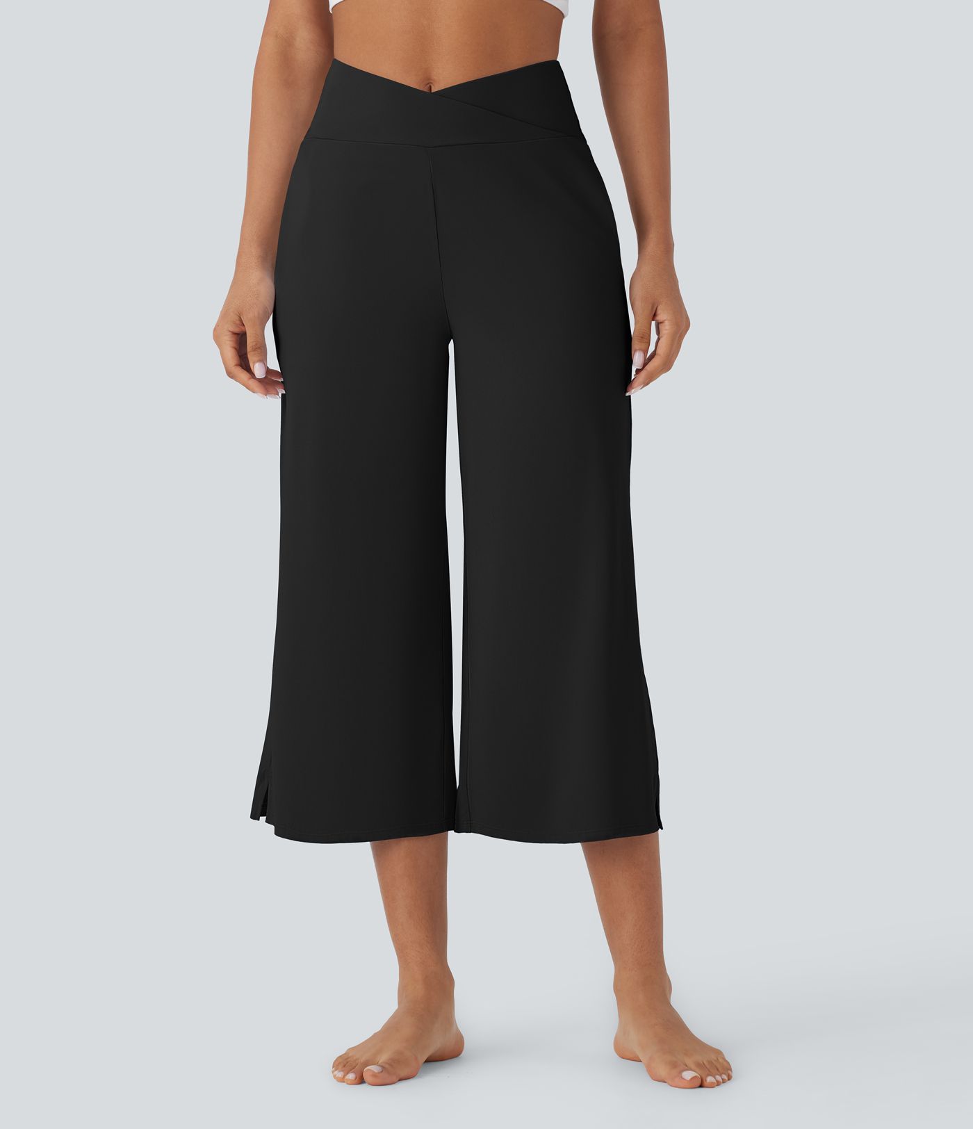 Pantalon Capri de Yoga à Taille Haute avec Poches, Toucher Frais et Protection UV UPF50+