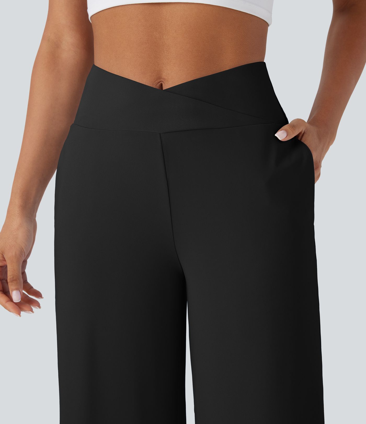 Pantalon Capri de Yoga à Taille Haute avec Poches, Toucher Frais et Protection UV UPF50+