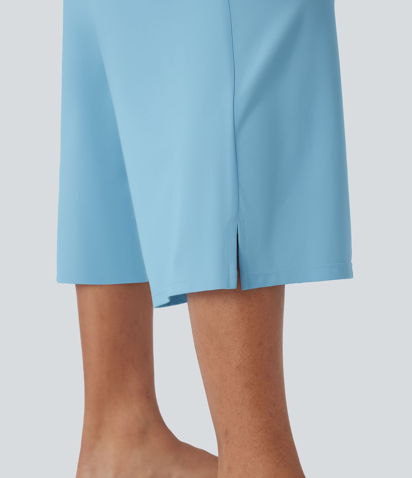 Pantalon corsaire de yoga croisé taille haute multiples poches avec fentes toucher frais - UPF50+