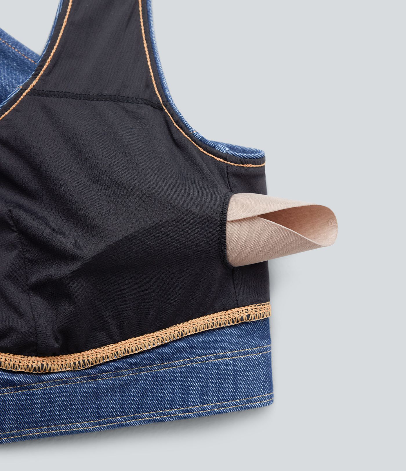 Camiseta Halara Flex™ Denim tenis tirantes elástica desgastada con espalda descubierta y entrecruzada fresca al tacto