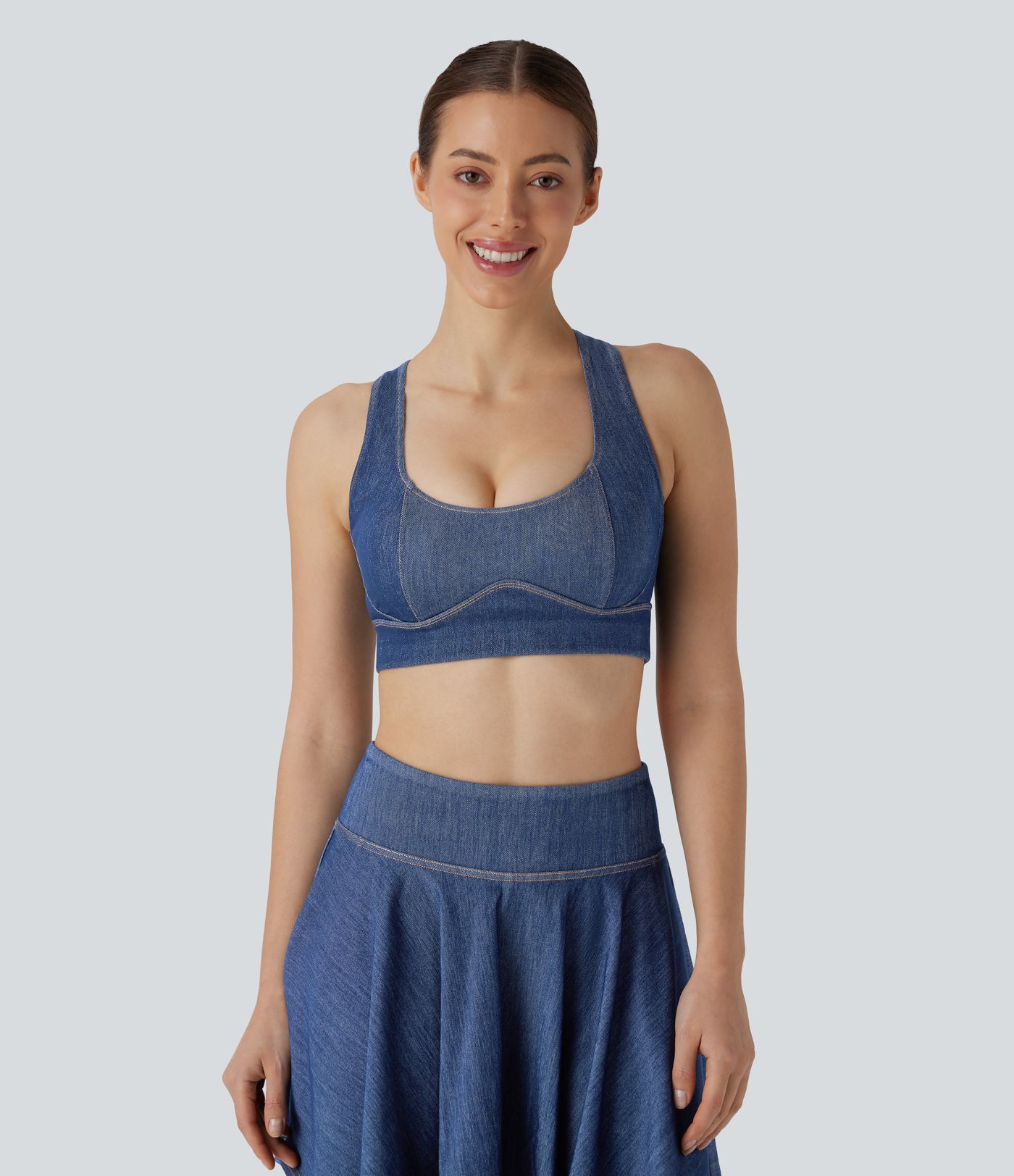 Halara Flex™  Washed Denim Tennis Tank Vest Top