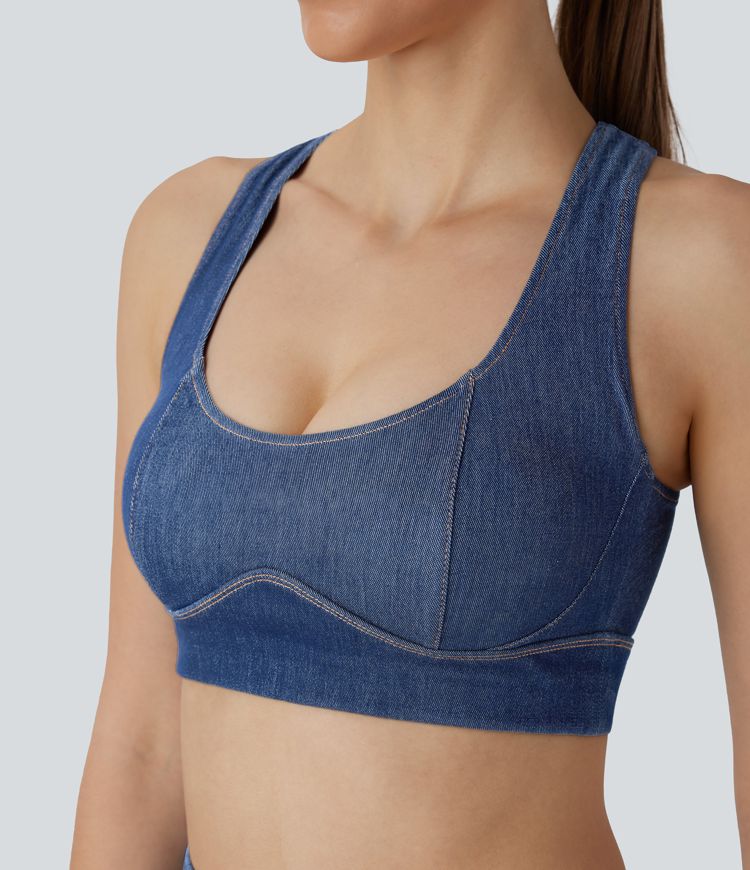 Halara Flex™ Cool Touch Washed Denim Tennis Tank Top