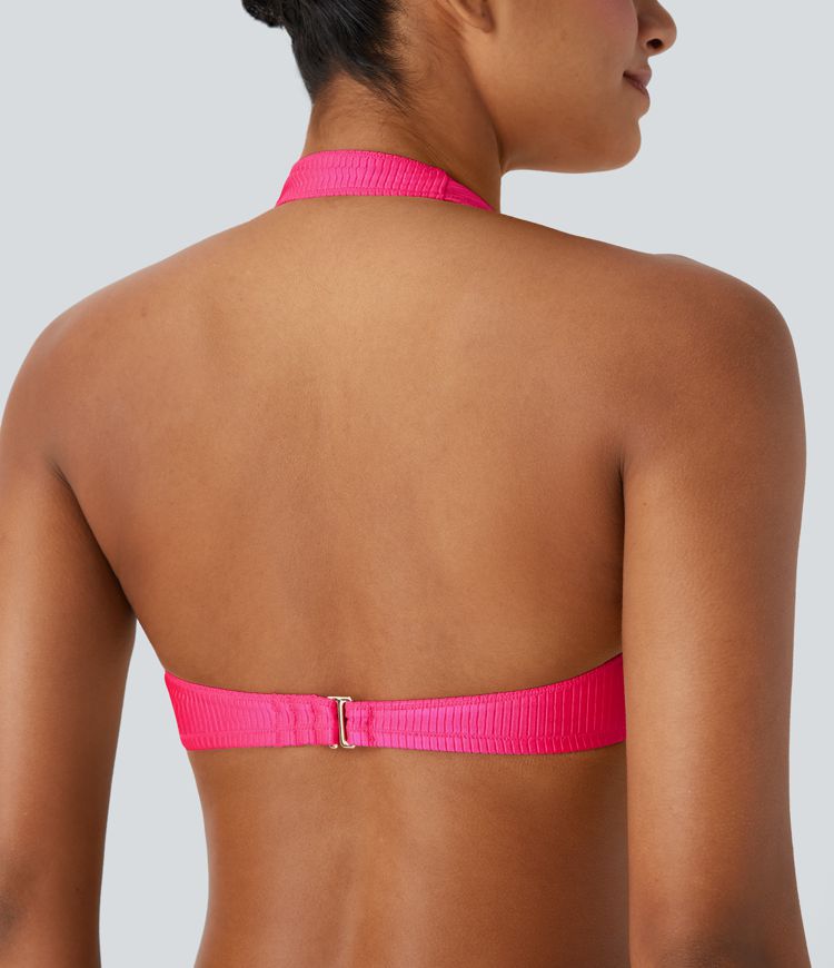 Ribbed Halter Bikini Top Swimsuit