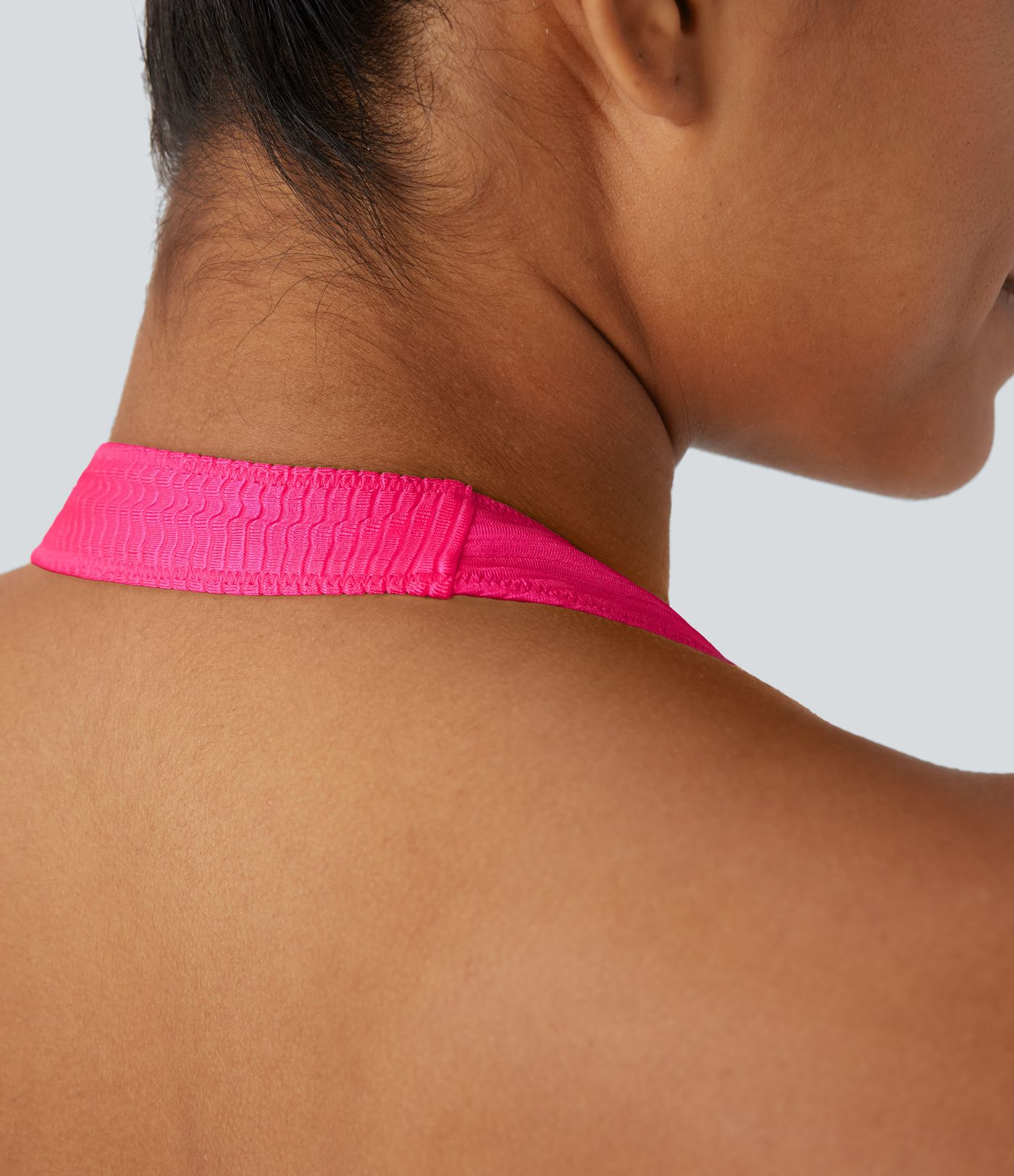 Ribbed Halter Backless Bikini Top Swimsuit