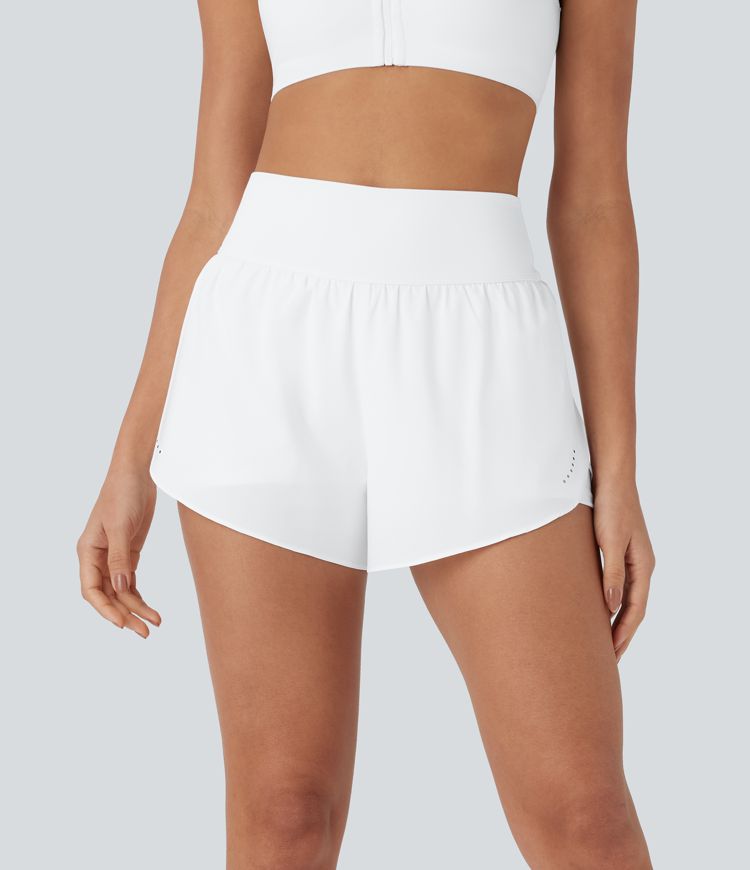 Pantalones cortos running Softlyzero™ de tiro alto con puntos reflectantes, dobladillo cruzado, bolsillos laterales y de secado rápido 7.5cm