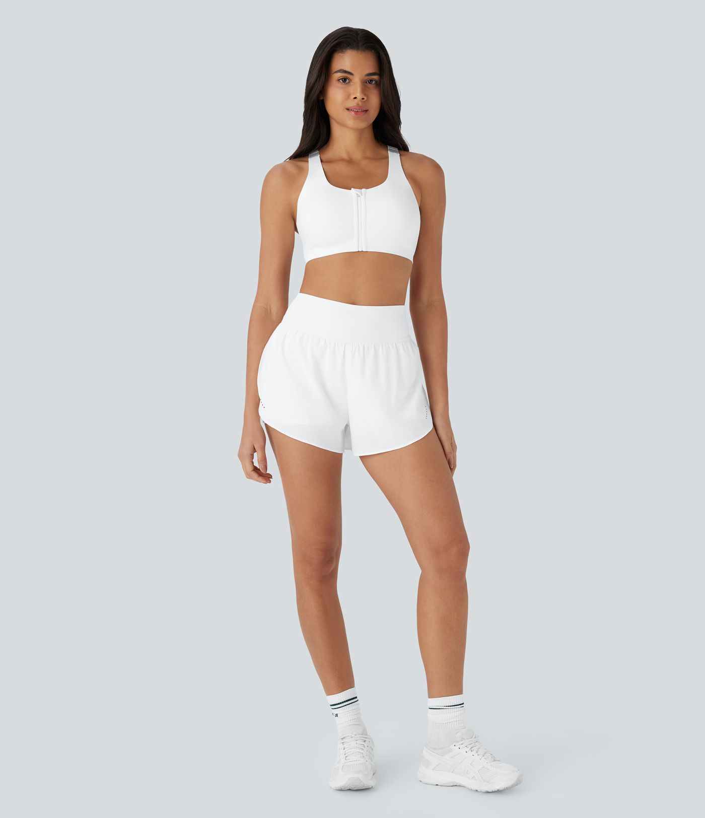 Pantalones cortos running Softlyzero™ de tiro alto con puntos reflectantes, dobladillo cruzado, bolsillos laterales y de secado rápido 7.5cm