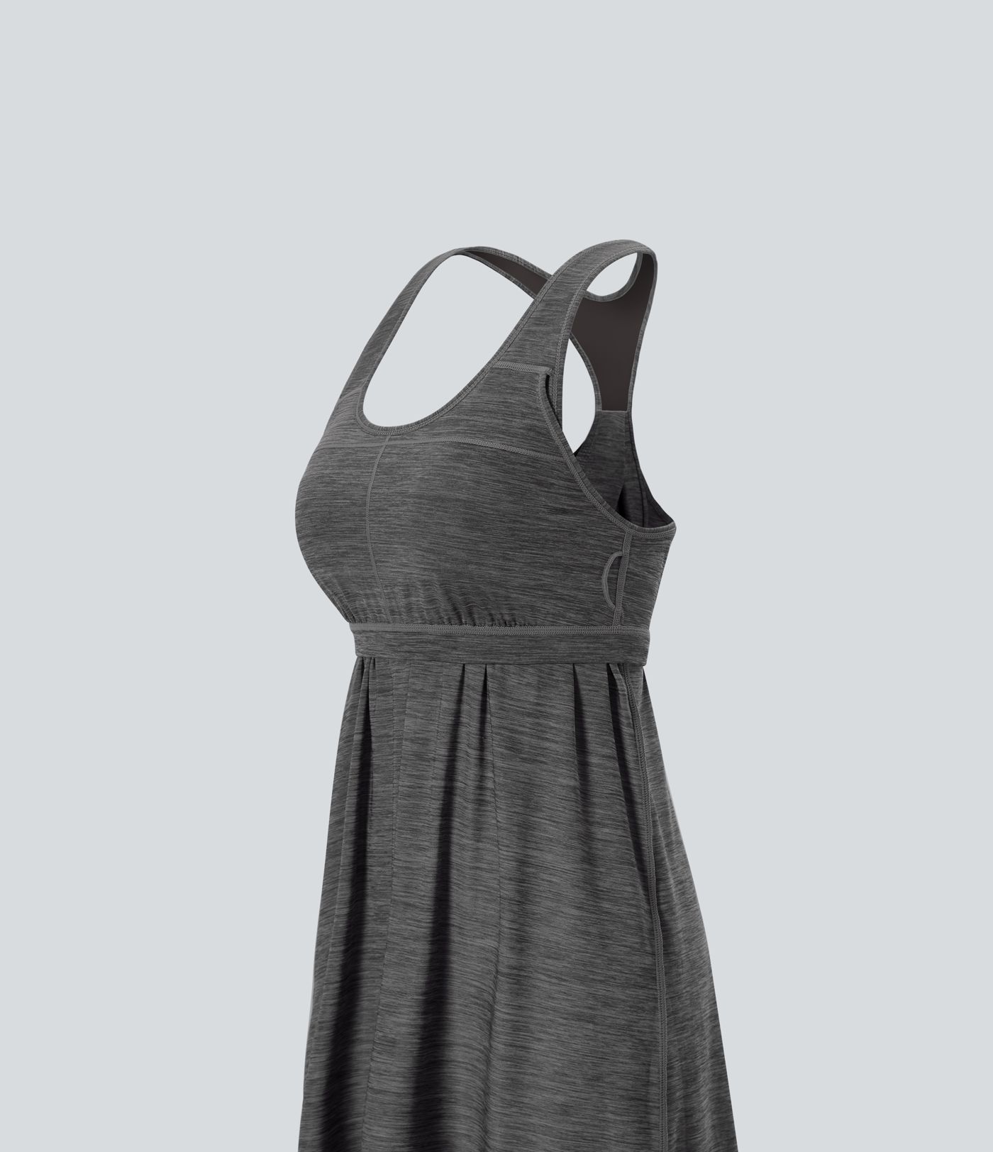 Minivestido deportivo de yoga de dos piezas con escote en U, espalda cruzada y malla en contraste, bolsillos laterales