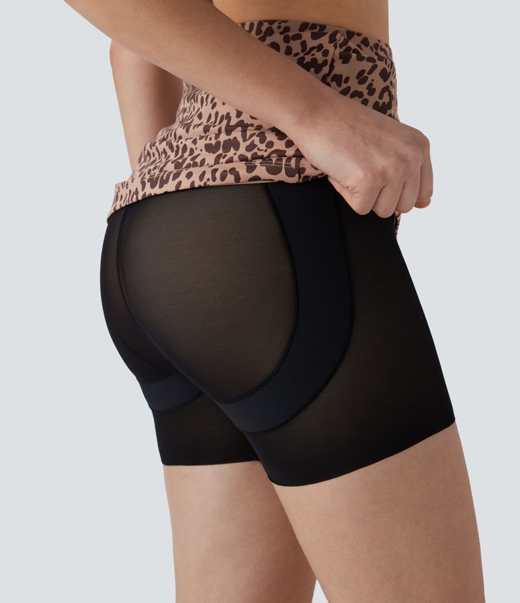 High Waisted Tummy Control Butt Lifting Midi Leopard Print Casual Shapewear Skirt